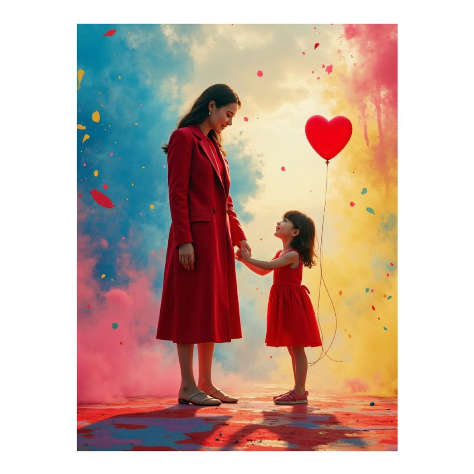 Diamond Art Kits for Adults, Mother Daughter Red Balloon Moment 5D Diamond Painting Kits for Adults Beginners, DIY Full Drill Diamond Painting, Gem Art and Crafts 12x16