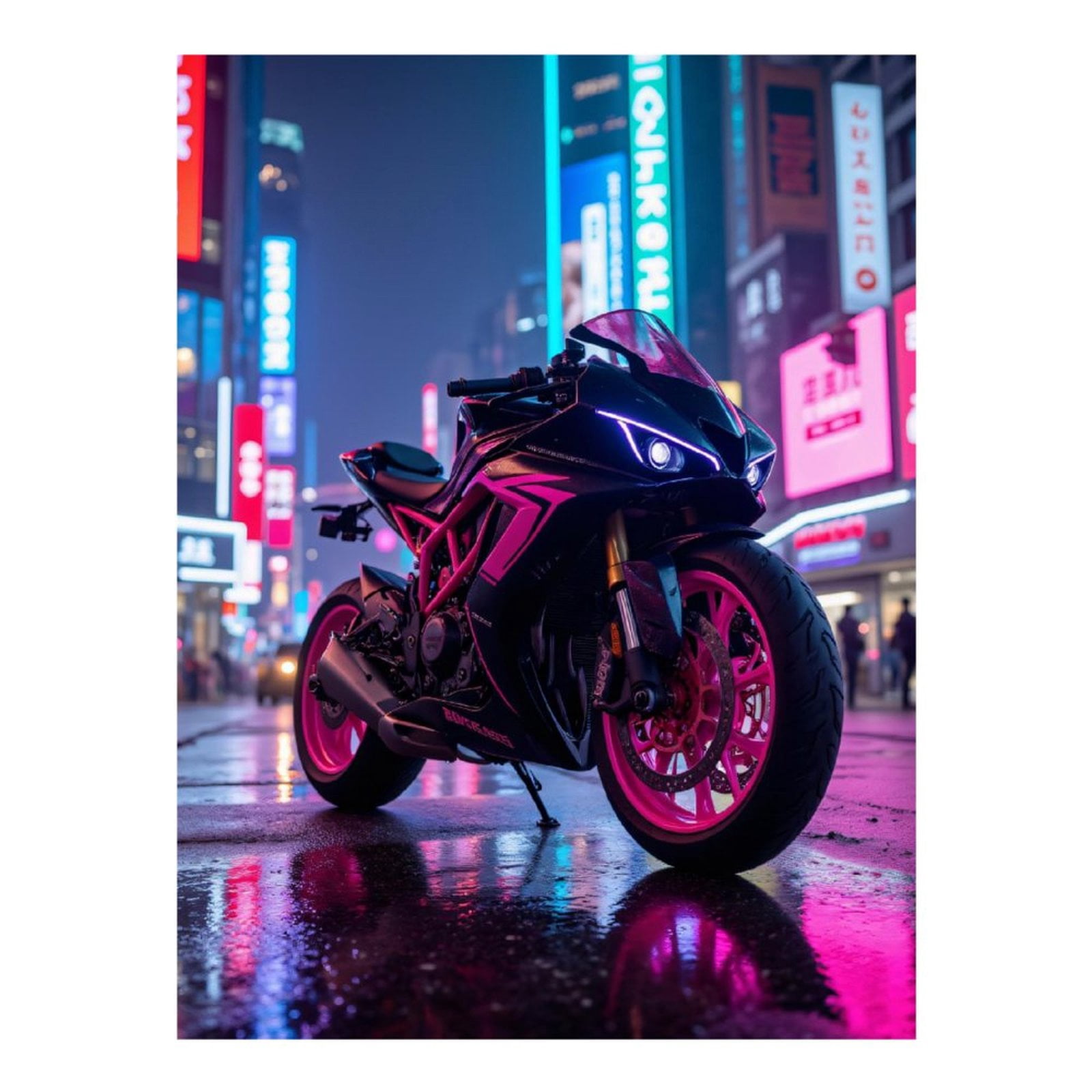 Diamond Art Kits for Adults, Motorcycle Neon Urban Night City 5D Diamond Painting Kits for Adults Beginners, DIY Full Drill Diamond Painting, Gem Art and Crafts 12x16