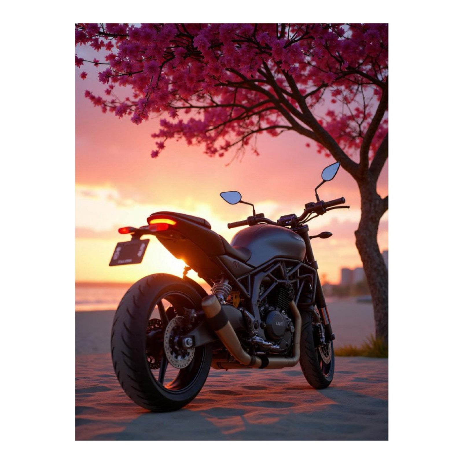 Diamond Art Kits for Adults, Motorcycle Sunset Beach Blossoms 5D Diamond Painting Kits for Adults Beginners, DIY Full Drill Diamond Painting, Gem Art and Crafts 12x16