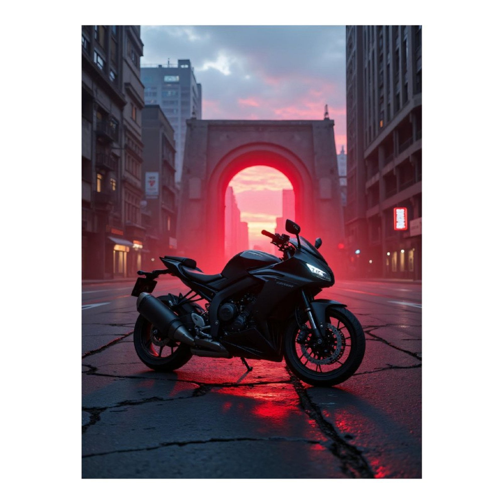 Diamond Art Kits for Adults, Motorcycle Urban Sunset Archway 5D Diamond Painting Kits for Adults Beginners, DIY Full Drill Diamond Painting, Gem Art and Crafts 12x16