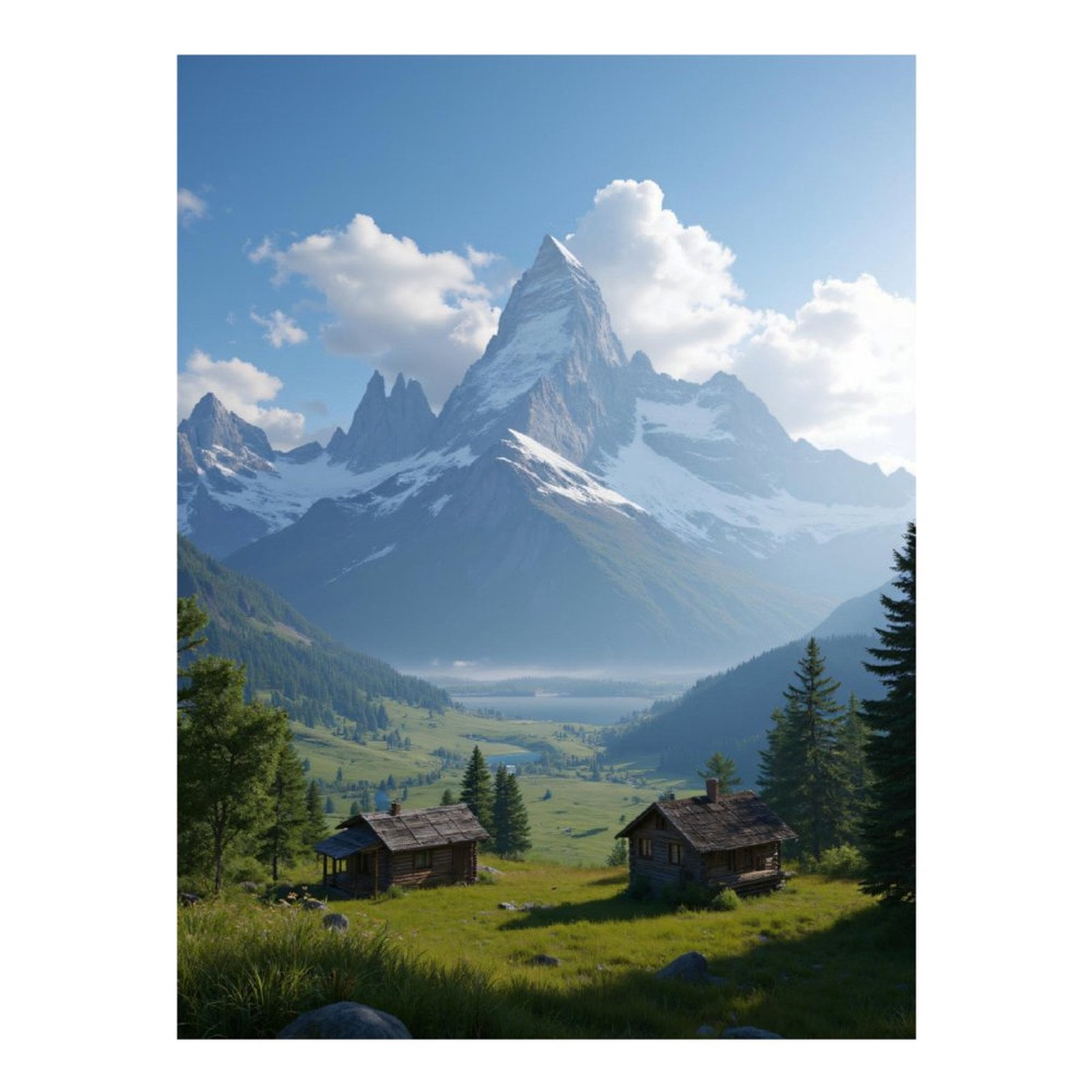 Diamond Art Kits for Adults, Mountain Landscape Cabins Valley 5D Diamond Painting Kits for Adults Beginners, DIY Full Drill Diamond Painting, Gem Art and Crafts 12x16