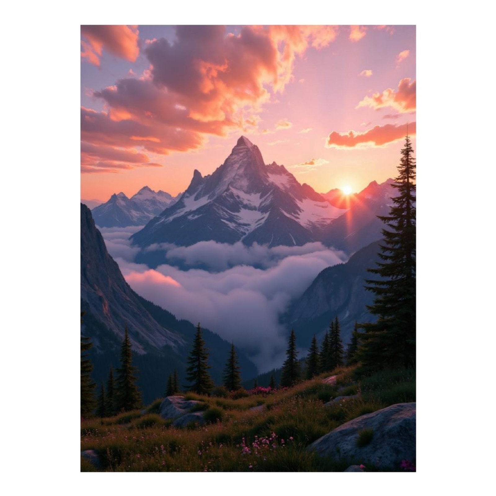 Diamond Art Kits for Adults, Mountain Sunrise Over Cloud Valley 5D Diamond Painting Kits for Adults Beginners, DIY Full Drill Diamond Painting, Gem Art and Crafts 12x16