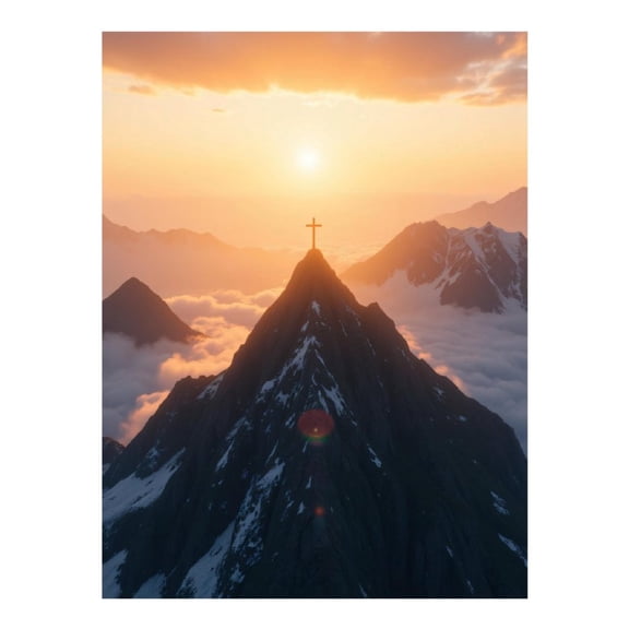Diamond Art Kits for Adults, Mountain Sunrise Cross Silhouette 5D Diamond Painting Kits for Adults Beginners, DIY Full Drill Diamond Painting, Gem Art and Crafts 12x16