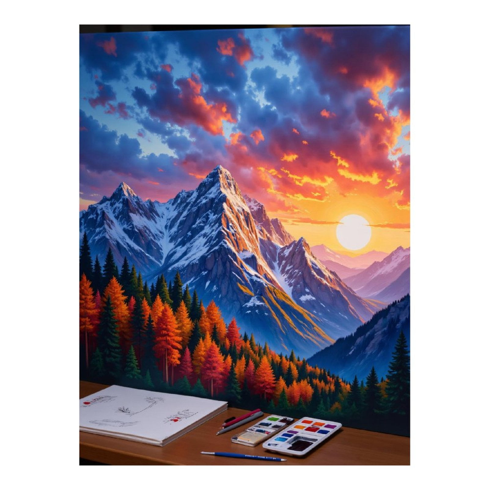 Diamond Art Kits for Adults - Mountain Sunset Art Canvas Painting 5d Diamond Painting for Adults, Diamond Art for Adults Beginners, Frameless Diamond Painting Kits for Adults for Home Wall Decor