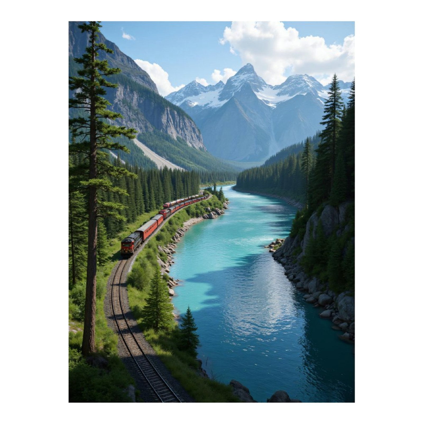 Diamond Art Kits for Adults, Mountain Train River Journey 5D Diamond Painting Kits for Adults Beginners, DIY Full Drill Diamond Painting, Gem Art and Crafts 12x16