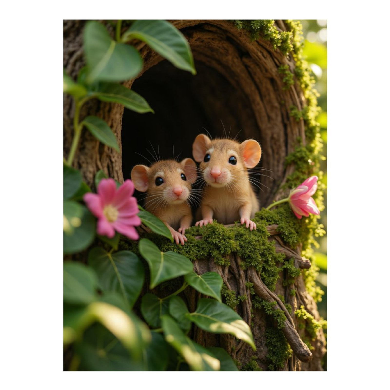 Diamond Art Kits for Adults, Mouse Pair Forest Flowers 5D Diamond Painting Kits for Adults Beginners, DIY Full Drill Diamond Painting, Gem Art and Crafts 12x16