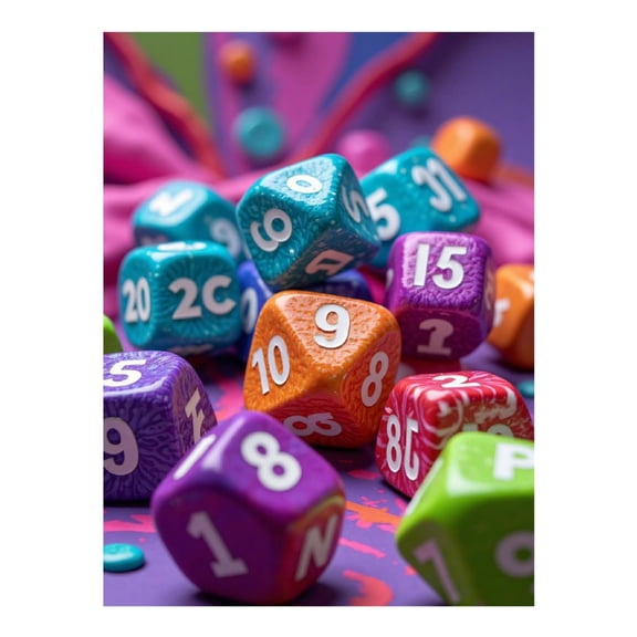 Diamond Art Kits for Adults, Multicolored Dice Collection Gaming Vibrant 5D Diamond Painting Kits for Adults Beginners, DIY Full Drill Diamond Painting, Gem Art and Crafts 12x16