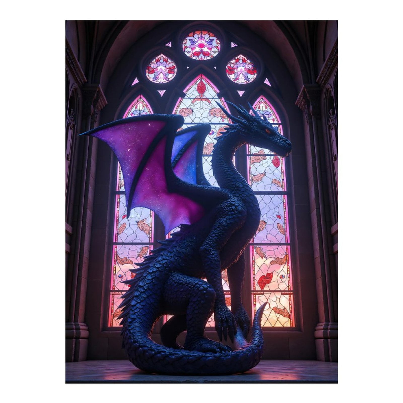 Diamond Art Kits for Adults, Mystical Dragon Stained Glass Window 5D Diamond Painting Kits for Adults Beginners, DIY Full Drill Diamond Painting, Gem Art and Crafts 12x16
