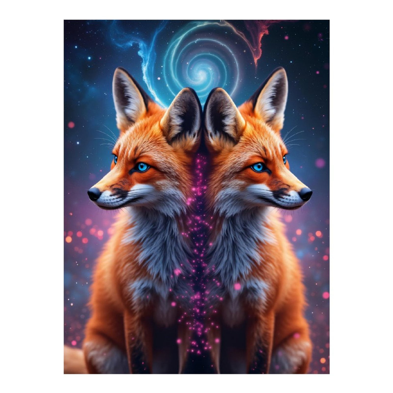 Diamond Art Kits for Adults, Mystical Foxes Cosmic Spiral 5D Diamond Painting Kits for Adults Beginners, DIY Full Drill Diamond Painting, Gem Art and Crafts 12x16