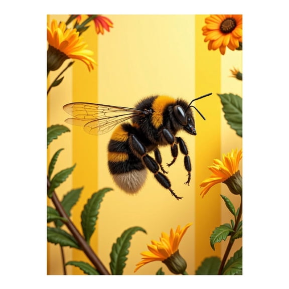 Diamond Art Kits for Adults, Nature Bee Yellow Flowers Buzzing 5D Diamond Painting Kits for Adults Beginners, DIY Full Drill Diamond Painting, Gem Art and Crafts 12x16