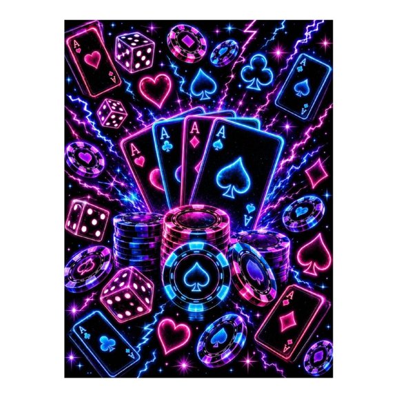 Diamond Art Kits for Adults - Neon Card Chips 5d Diamond Painting for Adults, Frameless Diamond Art for Adults Beginners, Diamond Painting Kits for Adults for Home Wall Decor 12x16 In