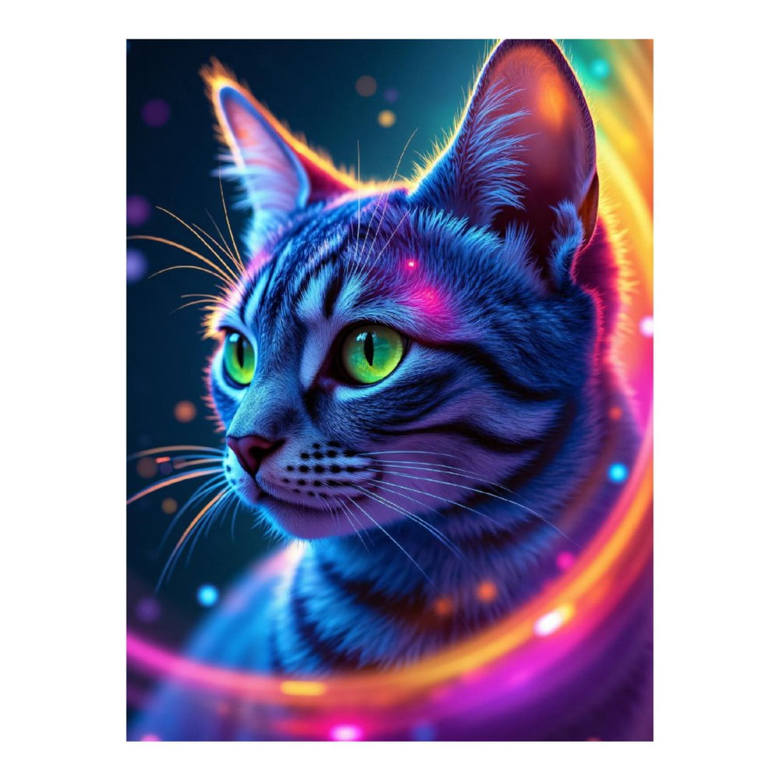 Diamond Art Kits for Adults, Neon Cat Vibrant Colors Portrait 5D Diamond Painting Kits for Adults Beginners, DIY Full Drill Diamond Painting, Gem Art and Crafts 12x16