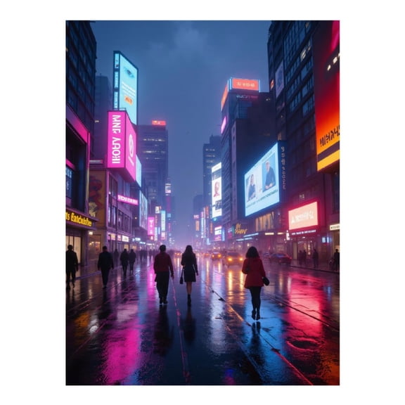 Diamond Art Kits for Adults, Neon City Night Rain Reflections 5D Diamond Painting Kits for Adults Beginners, DIY Full Drill Diamond Painting, Gem Art and Crafts 12x16
