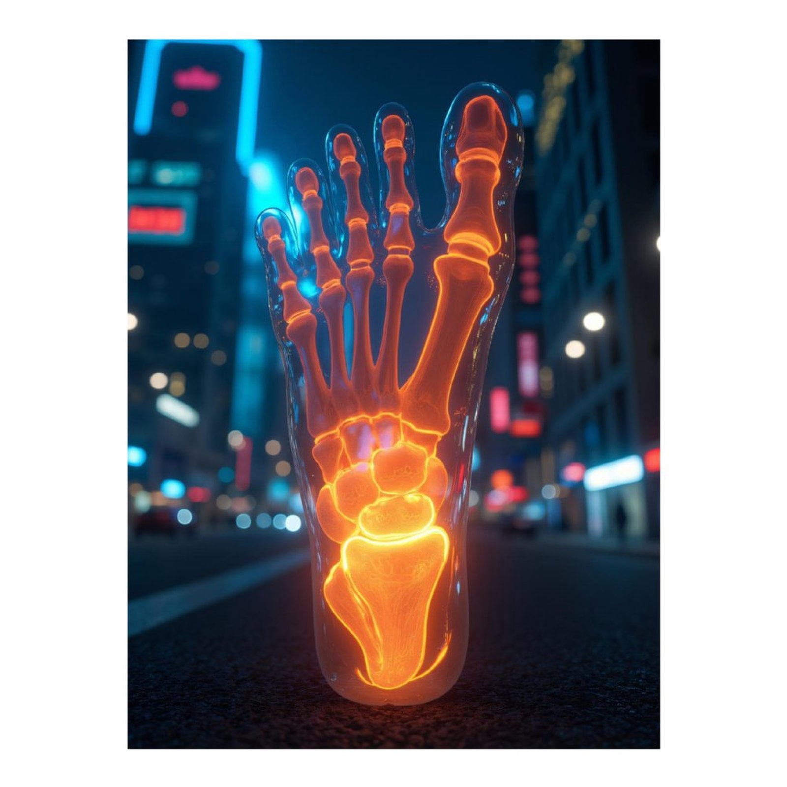 Diamond Art Kits for Adults, Neon Foot Xray Urban Night Scene 5D Diamond Painting Kits for Adults Beginners, DIY Full Drill Diamond Painting, Gem Art and Crafts 12x16