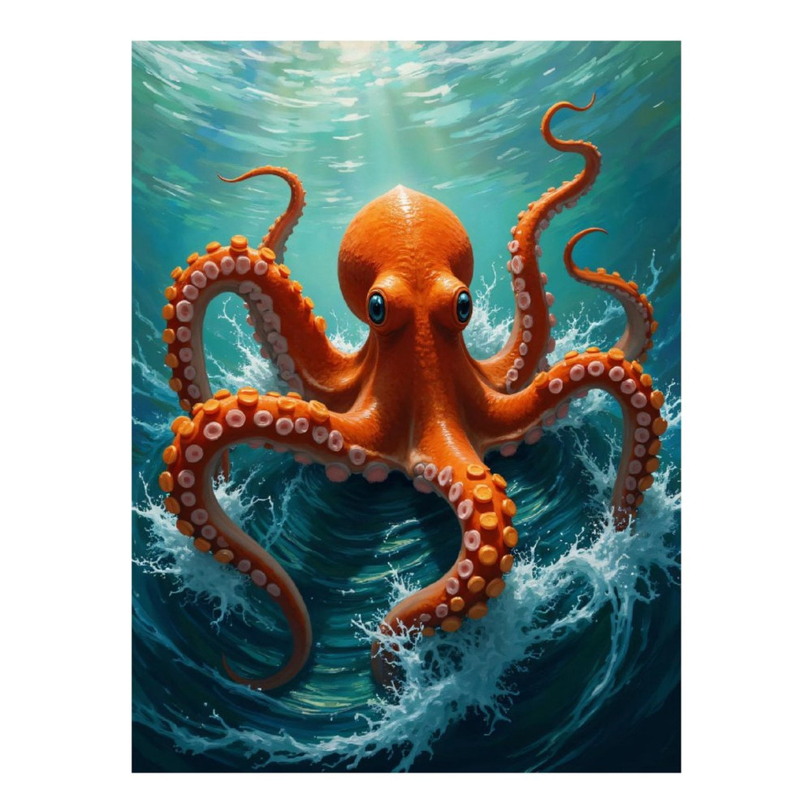 Diamond Art Kits for Adults, Octopus Ocean Waves Vibrant Colorful 5D Diamond Painting Kits for Adults Beginners, DIY Full Drill Diamond Painting, Gem Art and Crafts 12x16