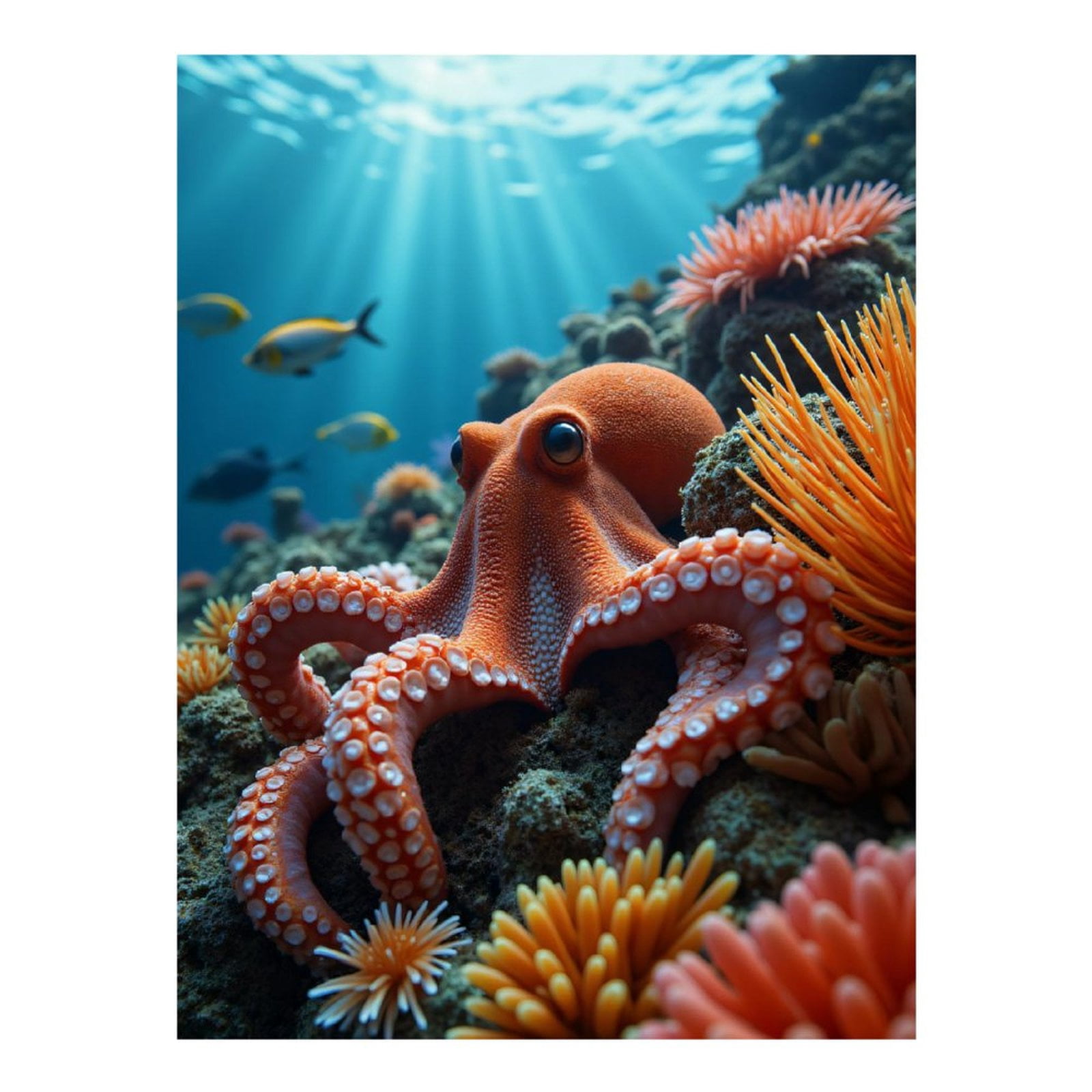 Diamond Art Kits for Adults, Octopus Underwater Coral Reef Scene 5D Diamond Painting Kits for Adults Beginners, DIY Full Drill Diamond Painting, Gem Art and Crafts 12x16
