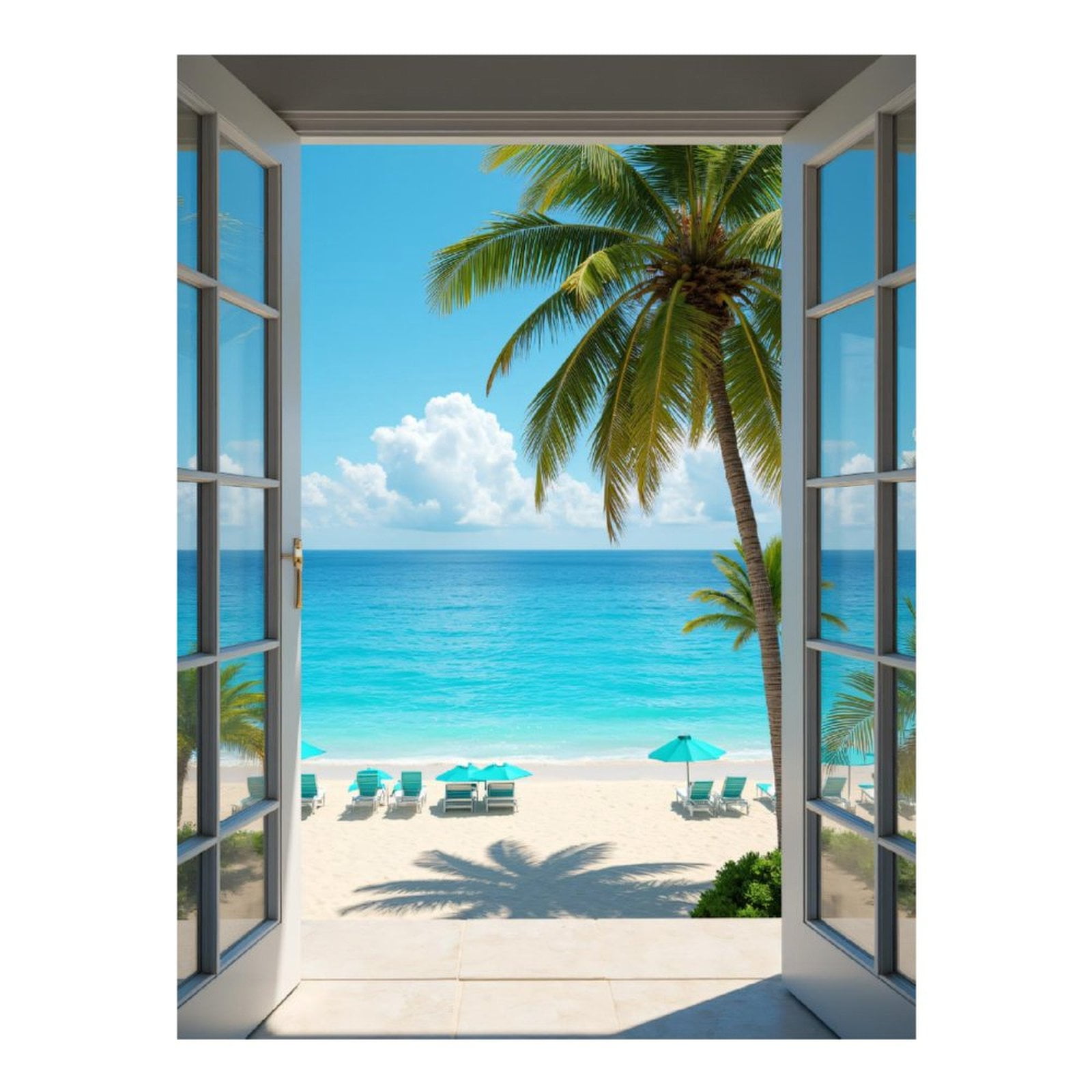 Diamond Art Kits for Adults - Open Door Beach View Ocean Serenity 5d Diamond Painting for Adults, Diamond Art for Adults Beginners, Frameless Diamond Painting Kits for Adults for Home Wall Decor