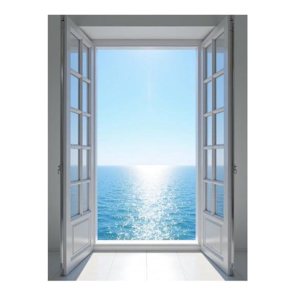 Diamond Art Kits for Adults, Open Window Ocean View Sunshine 5D Diamond Painting Kits for Adults Beginners, DIY Full Drill Diamond Painting, Gem Art and Crafts 12x16