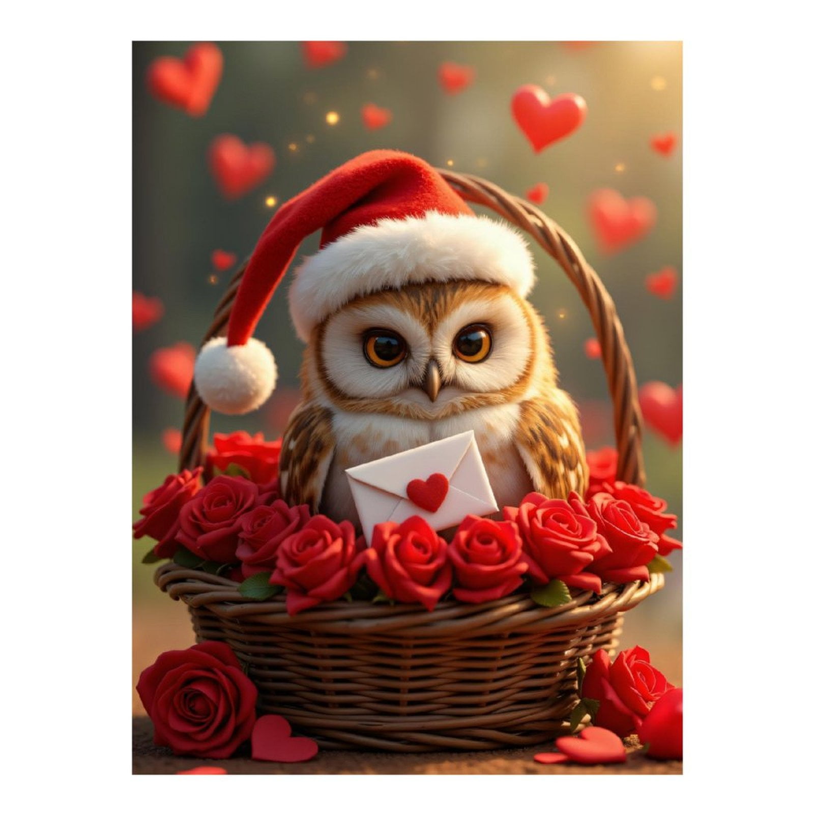 Diamond Art Kits for Adults, Owl Santa Roses Basket Whimsical Hearts 5D ...