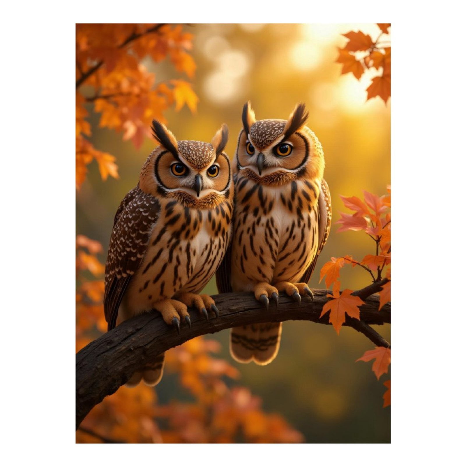 Diamond Art Kits for Adults, Owls Autumn Branch Fall Scene 5D Diamond Painting Kits for Adults Beginners, DIY Full Drill Diamond Painting, Gem Art and Crafts 12x16