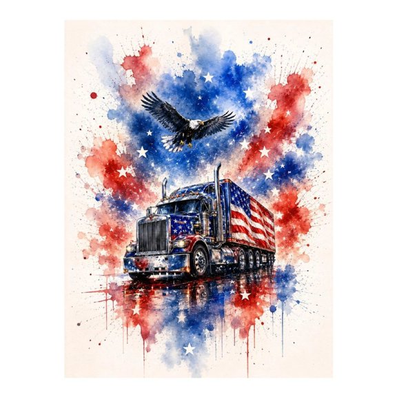 Diamond Art Kits for Adults - Paint Eagle Truck 5d Diamond Painting for Adults, Frameless Diamond Art for Adults Beginners, Diamond Painting Kits for Adults for Home Wall Decor 12x16 In