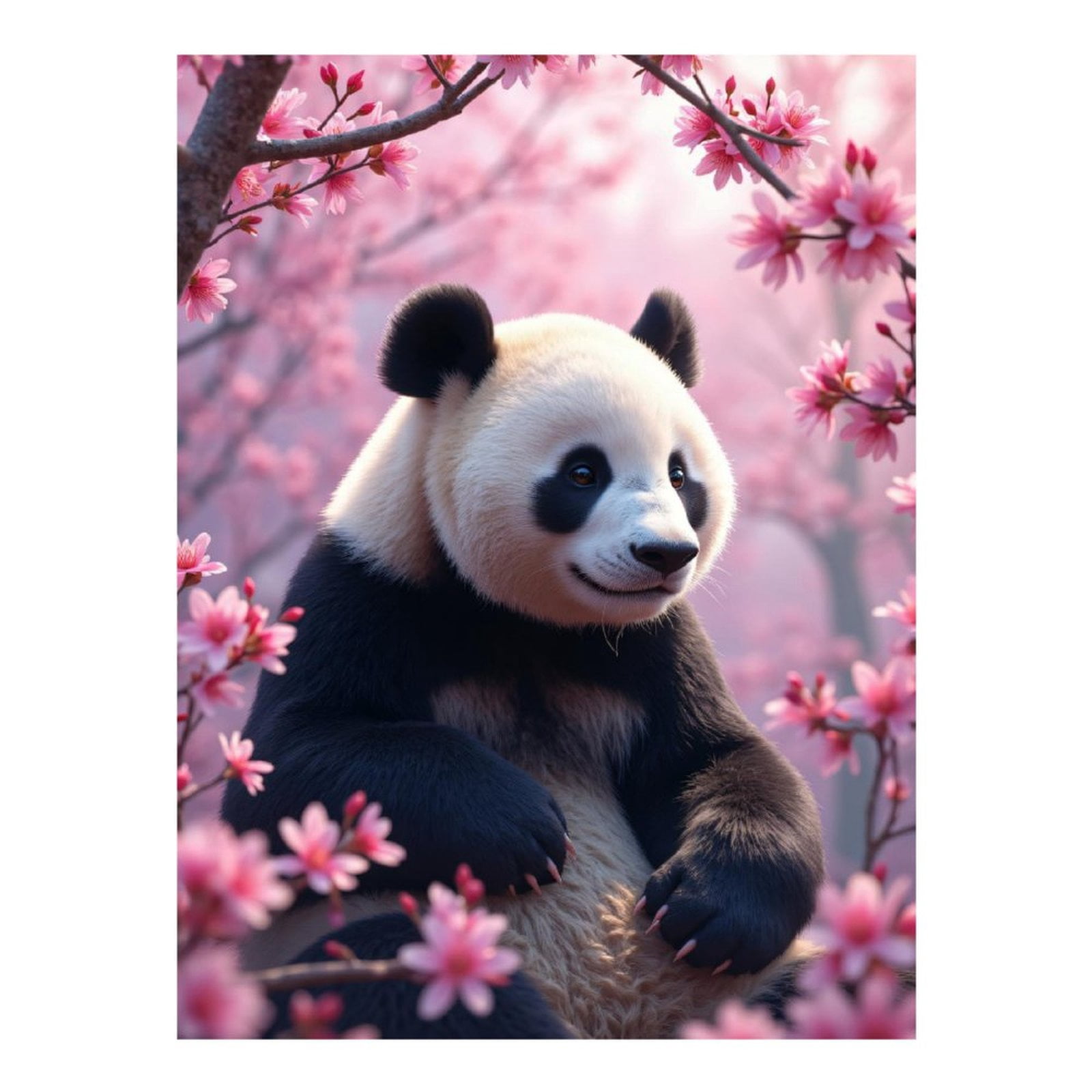 Diamond Art Kits for Adults, Panda Cherry Blossom Scene 5D Diamond Painting Kits for Adults Beginners, DIY Full Drill Diamond Painting, Gem Art and Crafts 12x16