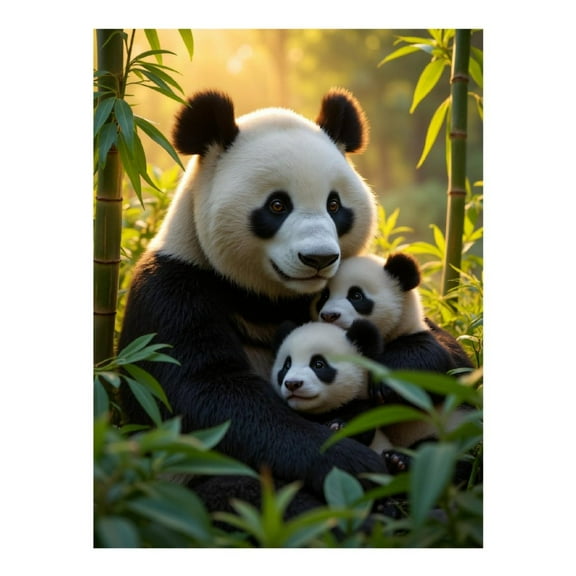 Diamond Art Kits for Adults, Panda Family In Forest 5D Diamond Painting Kits for Adults Beginners, DIY Full Drill Diamond Painting, Gem Art and Crafts 12x16