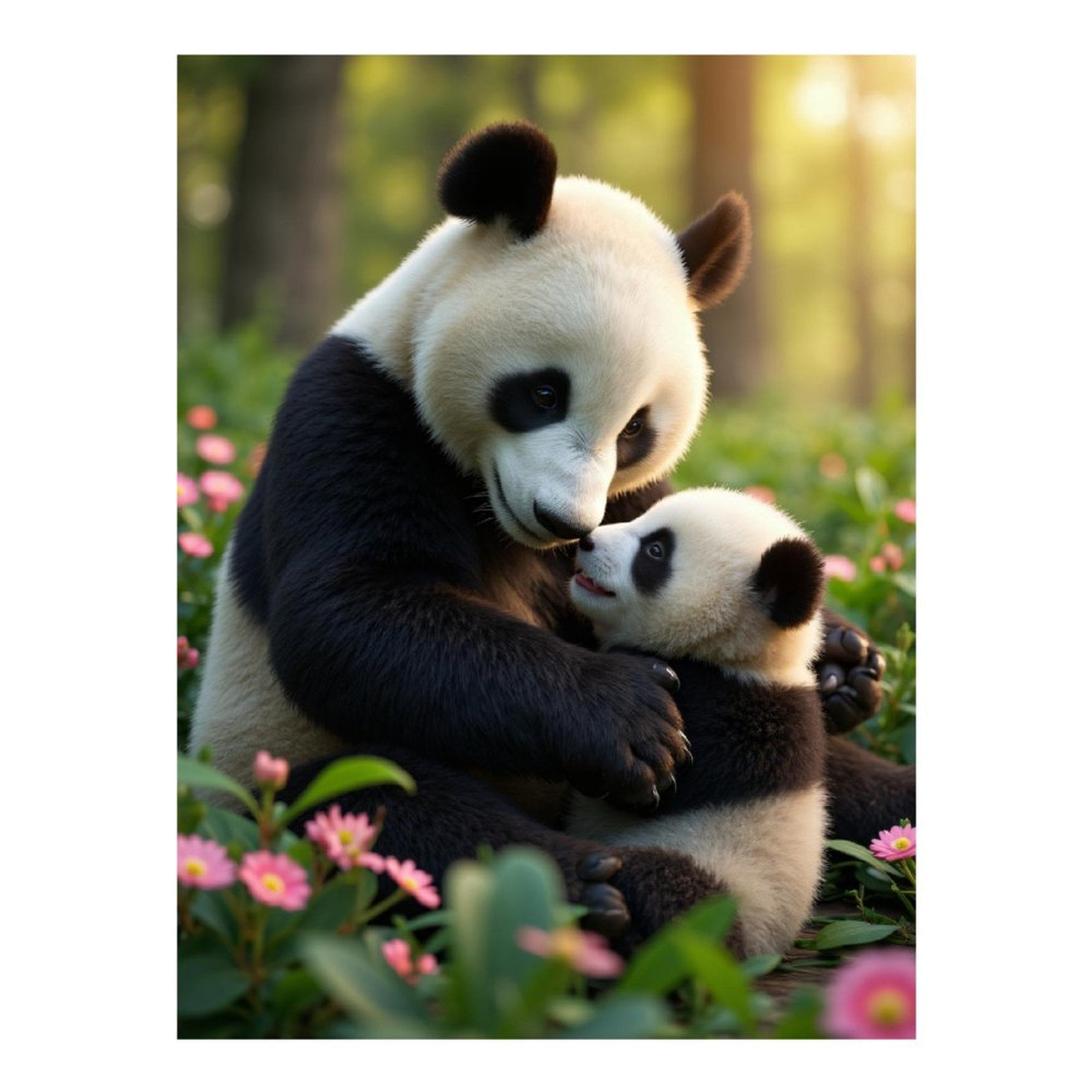 Diamond Art Kits for Adults, Panda Family Love Forest Blossoms 5D Diamond Painting Kits for Adults Beginners, DIY Full Drill Diamond Painting, Gem Art and Crafts 12x16