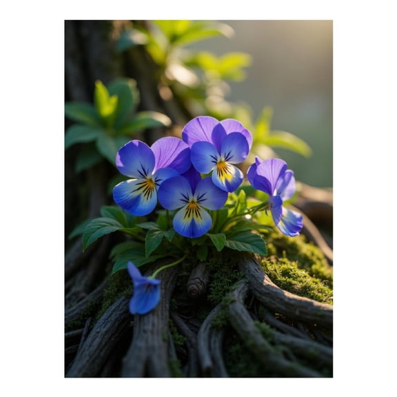 Diamond Art Kits for Adults, Pansy Flowers Nature Roots Moss 5D Diamond Painting Kits for Adults Beginners, DIY Full Drill Diamond Painting, Gem Art and Crafts 12x16