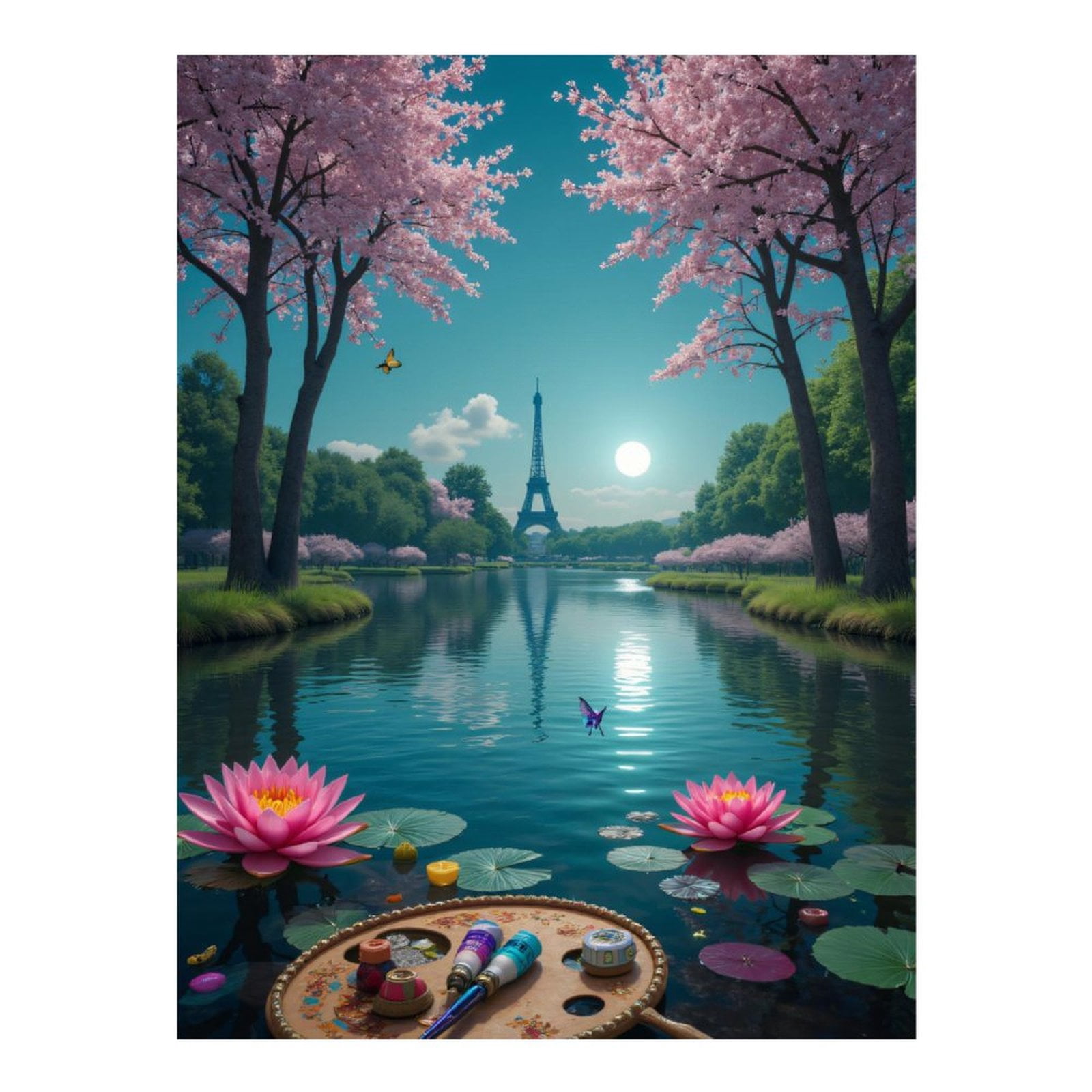 Diamond Art Kits for Adults, Parisian Spring Lake Reflection Artistry 5D Diamond Painting Kits for Adults Beginners, DIY Full Drill Diamond Painting, Gem Art and Crafts 12x16