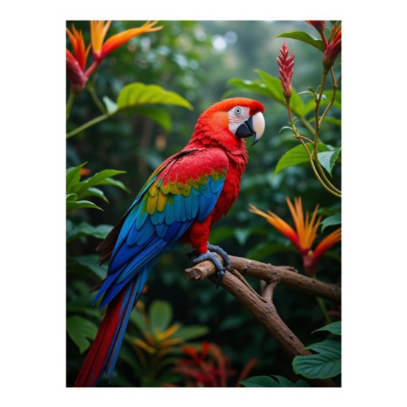 Diamond Art Kits for Adults, Parrot In Vibrant Tropical Garden 5D Diamond Painting Kits for Adults Beginners, DIY Full Drill Diamond Painting, Gem Art and Crafts 12x16