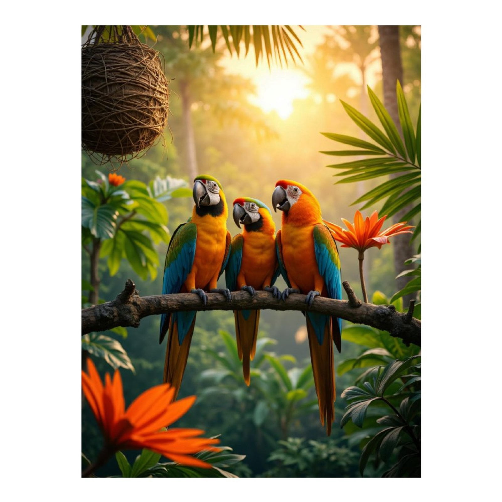 Diamond Art Kits for Adults - Parrots Tropical Sunset Nesting Scene 5d ...