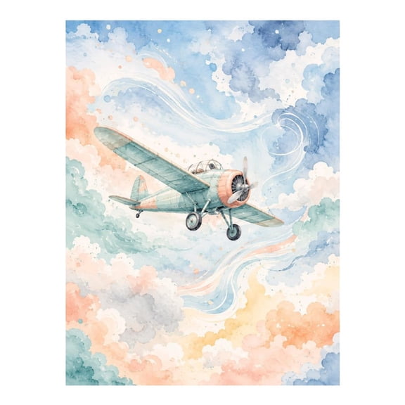 Diamond Art Kits for Adults - Pastel Prop Plane 5d Diamond Painting for Adults, Frameless Diamond Art for Adults Beginners, Diamond Painting Kits for Adults for Home Wall Decor 12x16 In