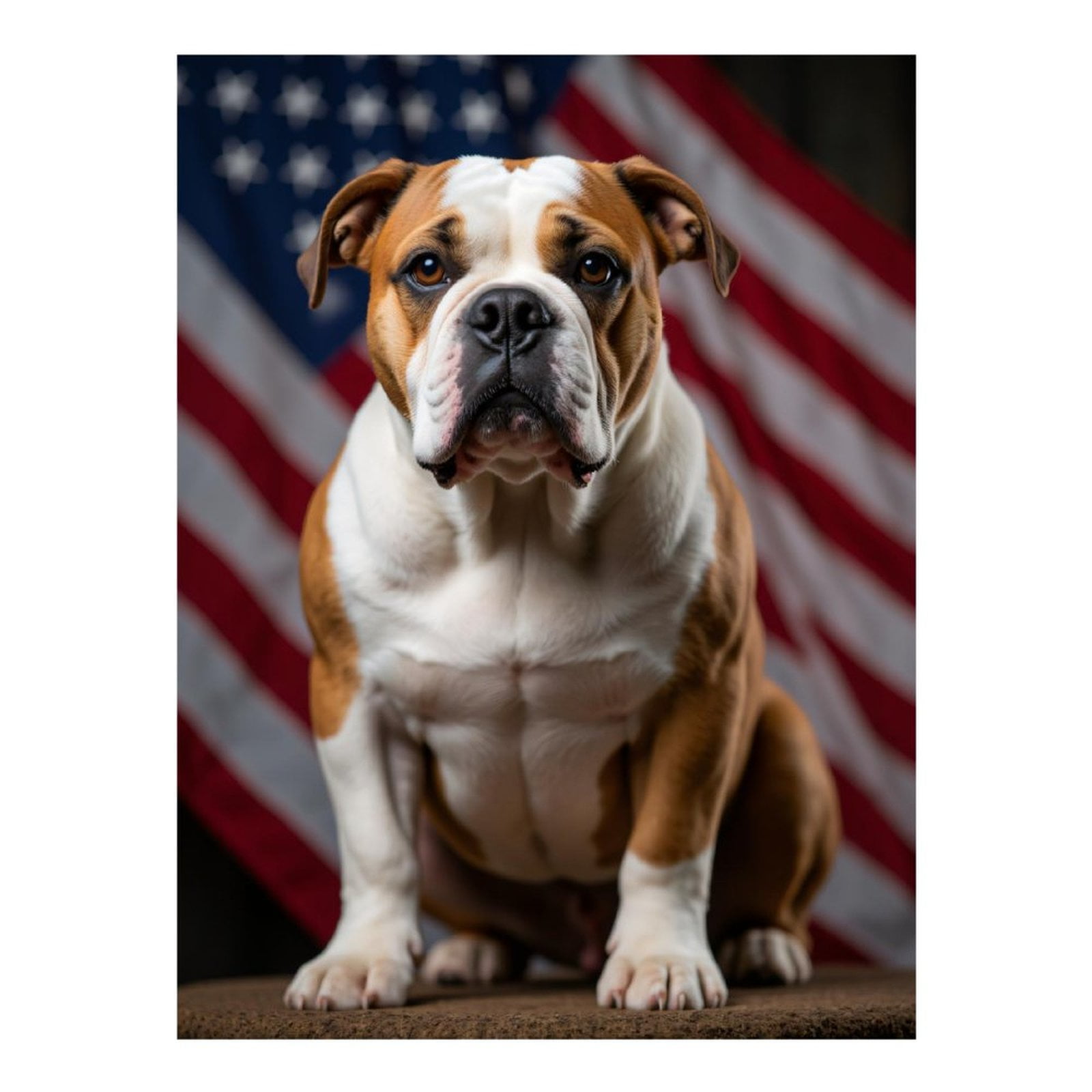 Diamond Art Kits for Adults, Patriotic Bulldog Portrait 5D Diamond Painting Kits for Adults Beginners, DIY Full Drill Diamond Painting, Gem Art and Crafts 12x16