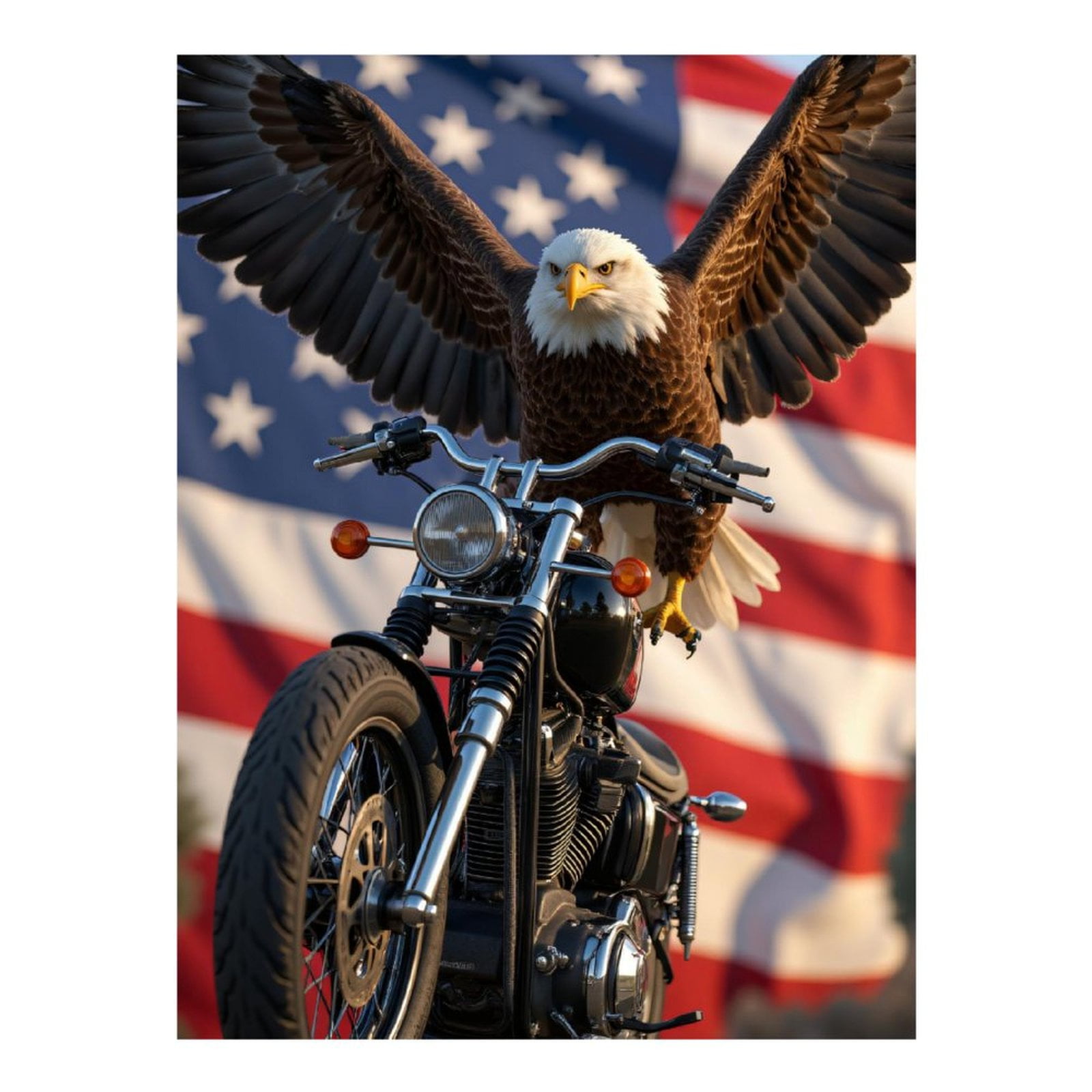 Diamond Art Kits for Adults - Patriotic Eagle Motorcycle Flag 5d Diamond Painting for Adults, Diamond Painting Kits for Adults, Frameless Diamond Art for Adults Beginners for Home Wall Decor