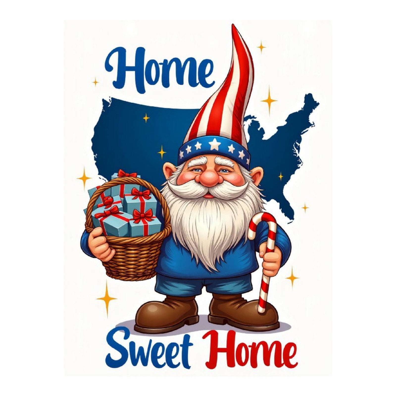 Diamond Art Kits for Adults, Patriotic Gnome With Presents 5D Diamond Painting Kits for Adults Beginners, DIY Full Drill Diamond Painting, Gem Art and Crafts 12x16