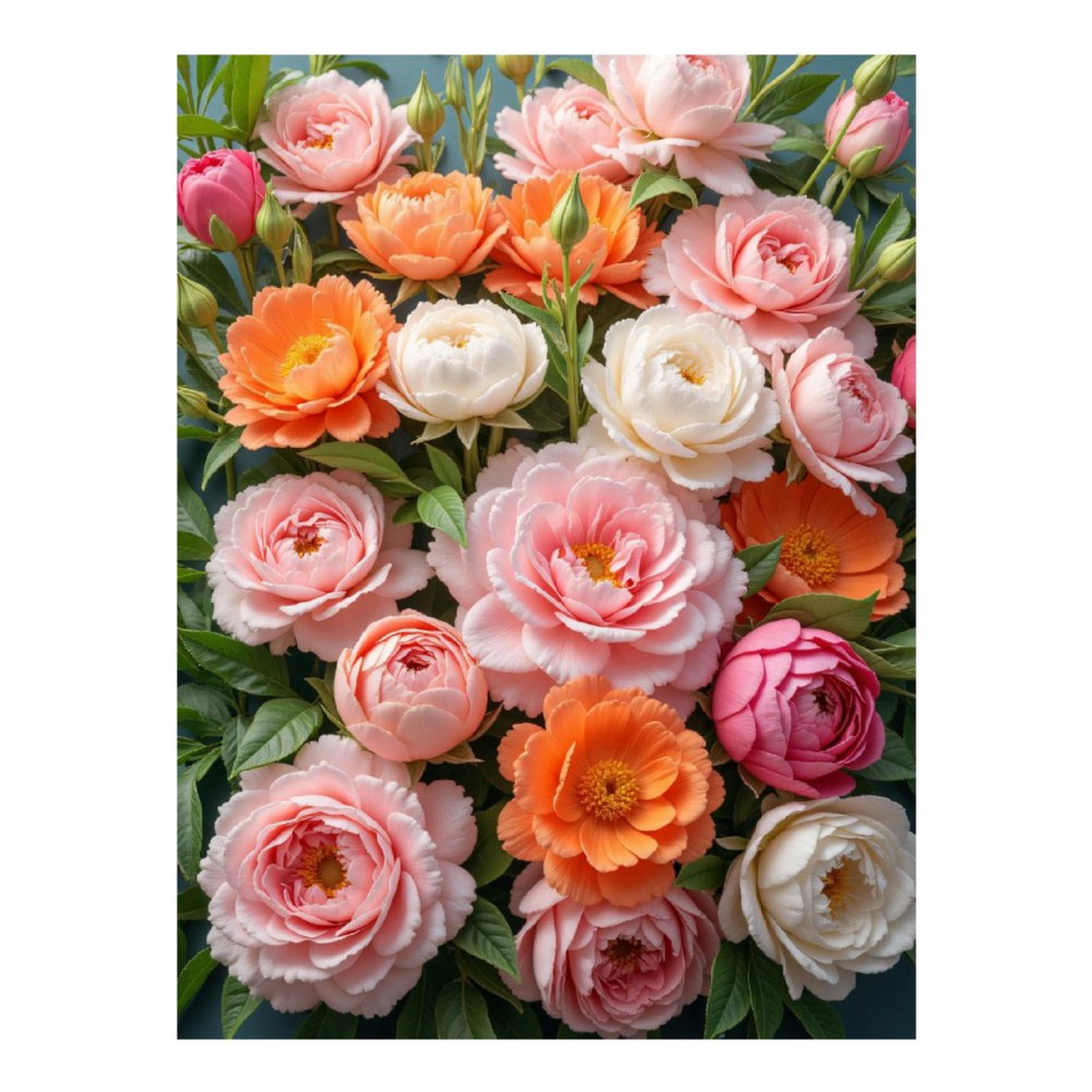 Diamond Art Kits for Adults, Peach Pink Floral Bloom Arrangement 5D Diamond Painting Kits for Adults Beginners, DIY Full Drill Diamond Painting, Gem Art and Crafts 12x16