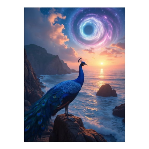Diamond Art Kits for Adults - Peacock Ocean Sunset Vortex Skies 5d Diamond Painting for Adults, Diamond Art for Adults Beginners, Frameless Diamond Painting Kits for Adults for Home Wall Decor