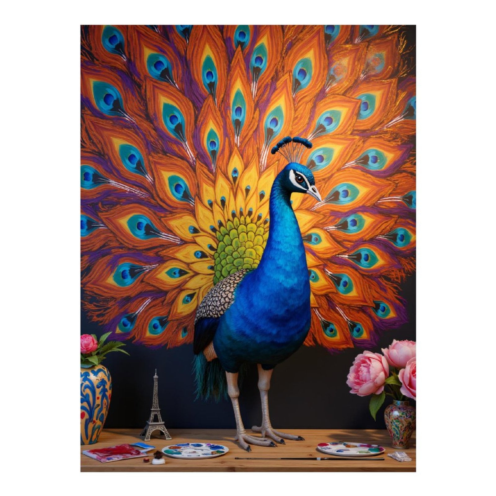 Diamond Art Kits for Adults, Peacock Vibrant Feathers Artistic Display 5D Diamond Painting Kits for Adults Beginners, DIY Full Drill Diamond Painting, Gem Art and Crafts 12x16