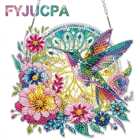 Diamond Art Kits for Adults Pendant Suncatcher, Double-Sided Acrylic Window Hanging Decor, Special Shaped Crystal DIY Paint with Diamonds Craft Set, Mother's Day Birthday Gift
