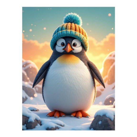 Diamond Art Kits for Adults, Penguin In Colorful Winter Hat 5D Diamond Painting Kits for Adults Beginners, DIY Full Drill Diamond Painting, Gem Art and Crafts 12x16