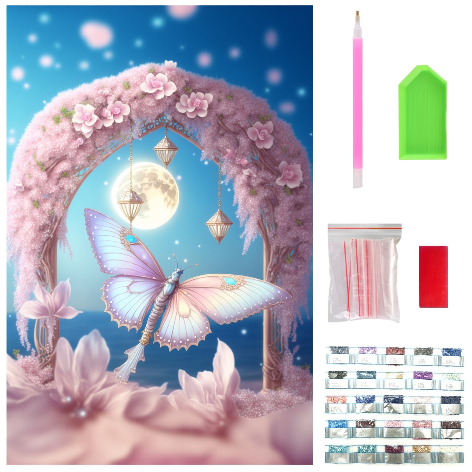 Diamond Art Kits for Adults, Pink Fairyland Diamond Gem Art Kits, DIY Full Drill Crystal Gem