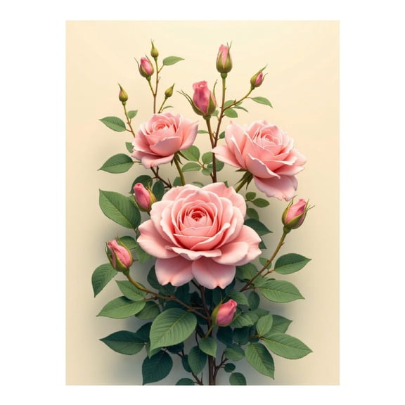 Diamond Art Kits for Adults, Pink Roses Blooming Elegance 5D Diamond Painting Kits for Adults Beginners, DIY Full Drill Diamond Painting, Gem Art and Crafts 12x16