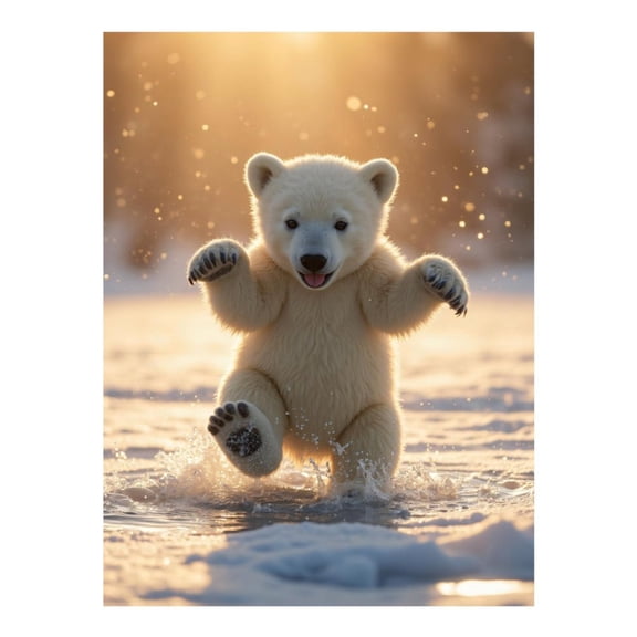 Diamond Art Kits for Adults, Polar Bear Cub Splashing Sunshine 5D Diamond Painting Kits for Adults Beginners, DIY Full Drill Diamond Painting, Gem Art and Crafts 12x16