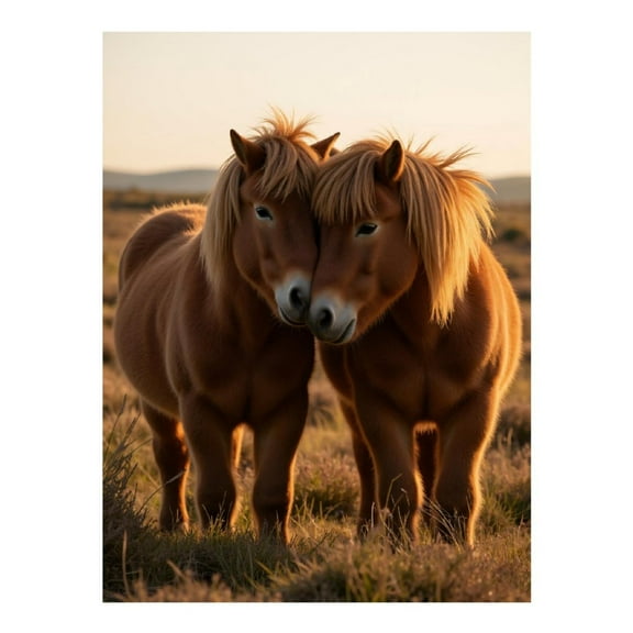 Diamond Art Kits for Adults, Ponies Sunset Beauty Meadows 5D Diamond Painting Kits for Adults Beginners, DIY Full Drill Diamond Painting, Gem Art and Crafts 12x16