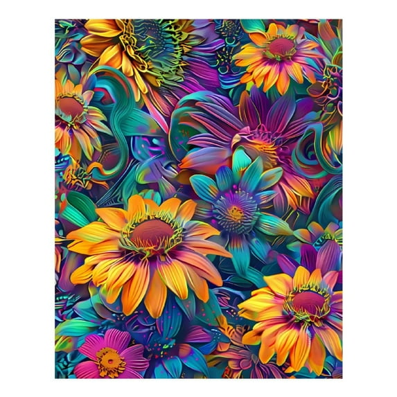 Diamond Art Kits for Adults, Psychedelic SunflowersDiamond Painting Kits for Beginners, Frameless Round 5D Full Drill Diamonds Art Gem Art Crafts Home Decor Gifts