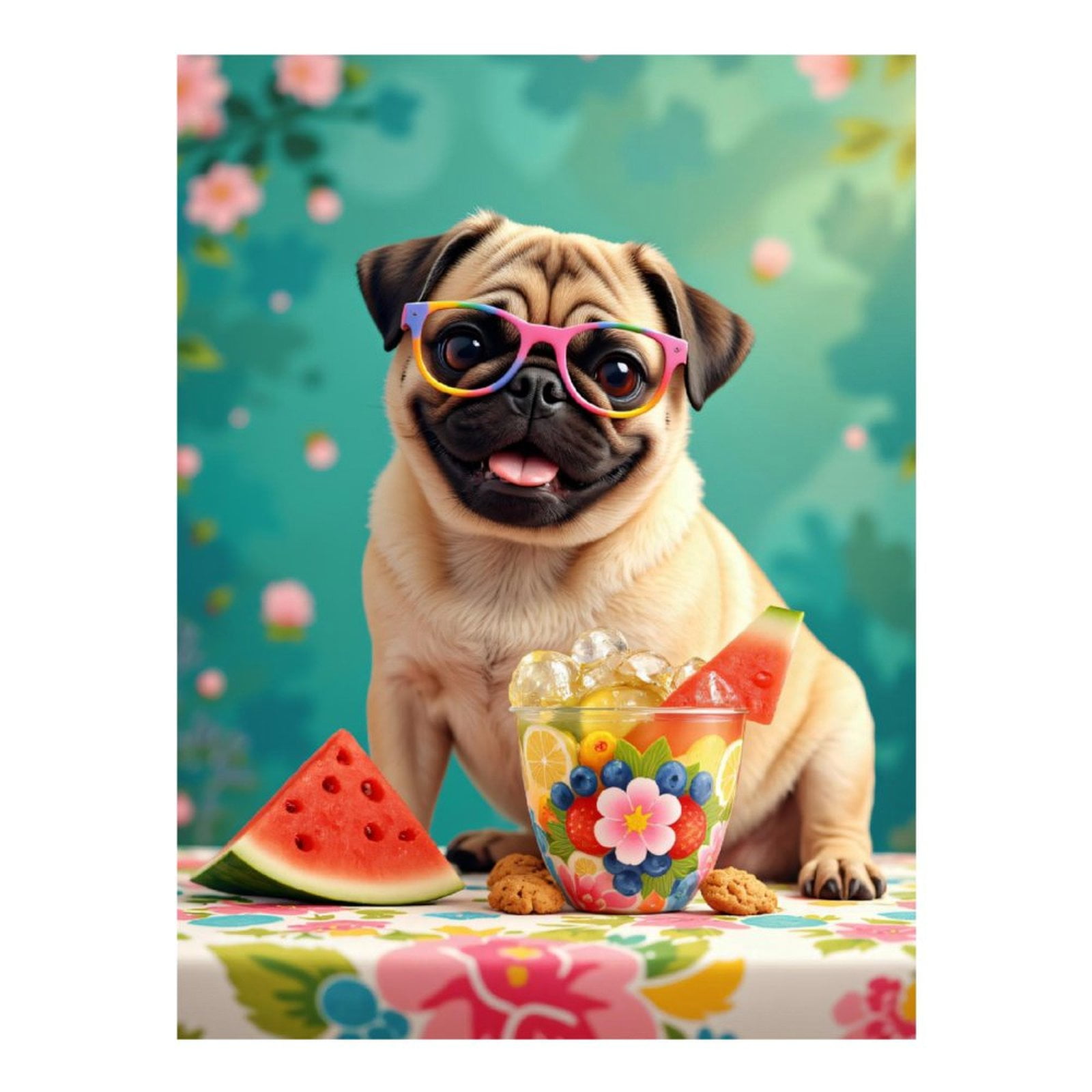 Pigpigboss Pizza Pug Diamond Painting Kit - 12x16 Inch 5D Full Round Drill Art For Adults & Beginners
