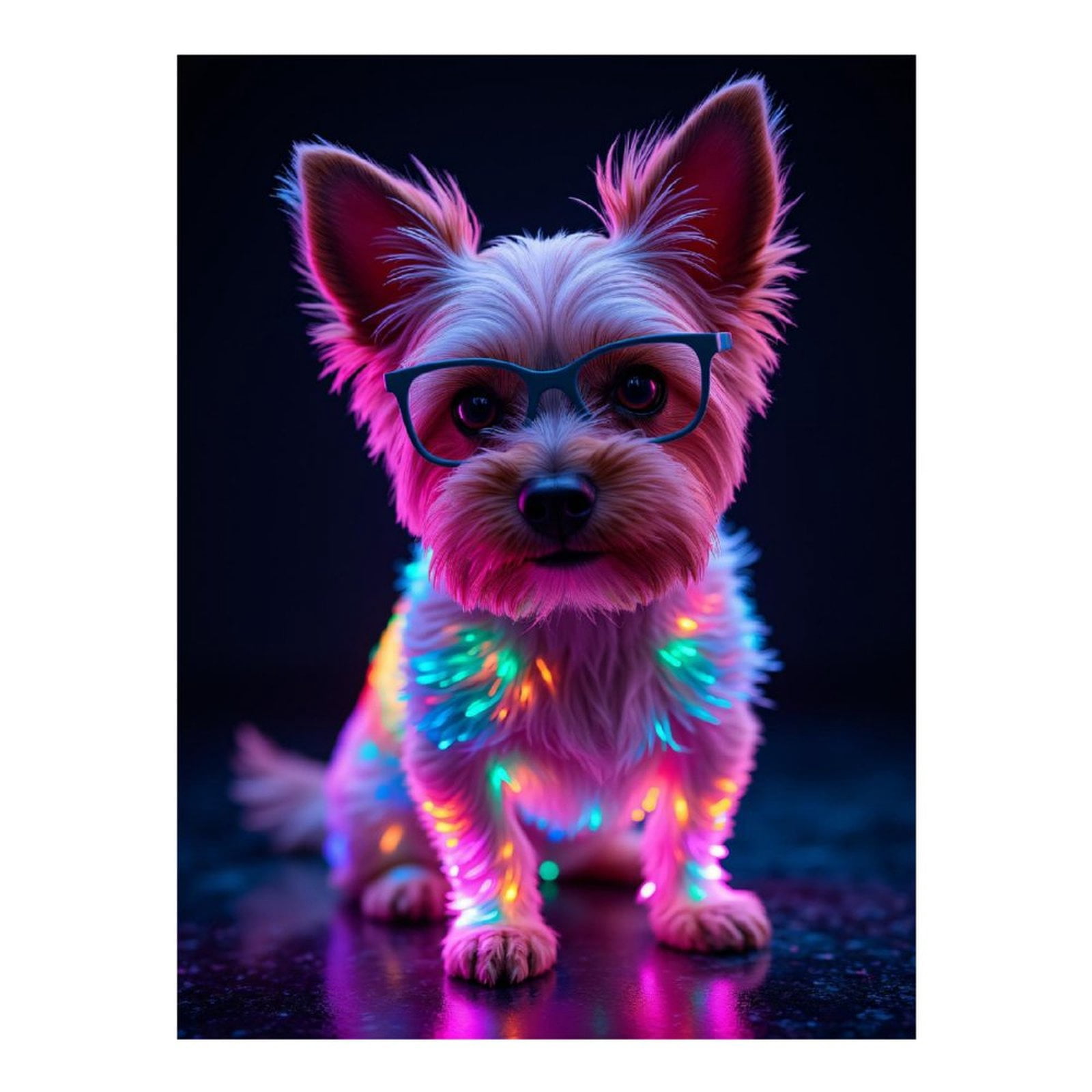 Diamond Art Kits for Adults, Puppy Neon Glasses Vibrant Lights 5D Diamond Painting Kits for Adults Beginners, DIY Full Drill Diamond Painting, Gem Art and Crafts 12x16
