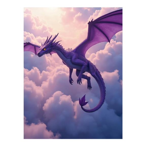 Diamond Art Kits for Adults - Purple Dragon Flying In Clouds 5d Diamond Painting for Adults, Diamond Art for Adults Beginners, Frameless Diamond Painting Kits for Adults for Home Wall Decor
