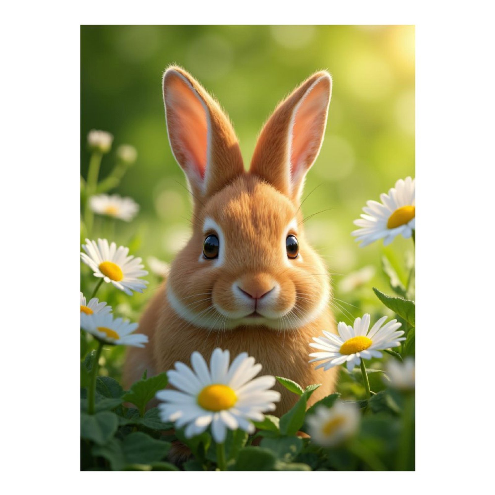 Diamond Art Kits for Adults, Rabbit Among Daisies Sunlight 5D Diamond ...